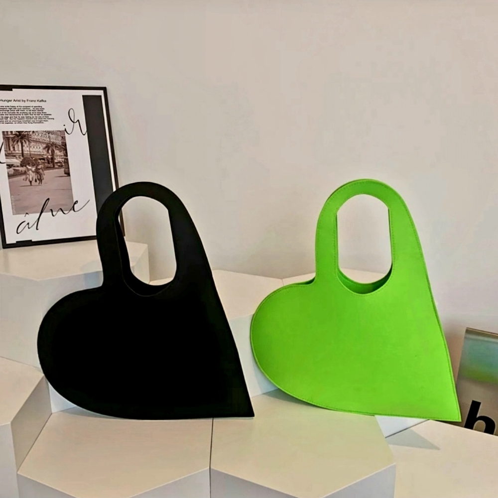 Two Felt Cloth Heart-Shaped Tote Bag